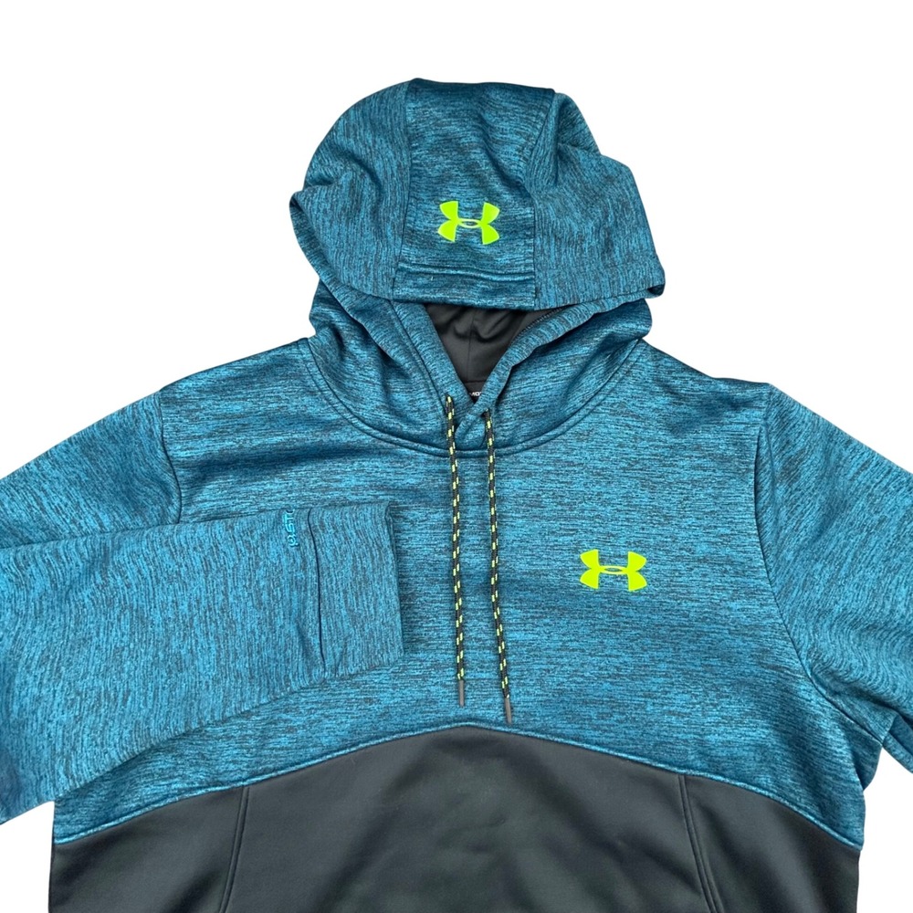 Under Armour Storm Hoodie Mens L Jasper Blue Pullover Fleece‎ Sweatshirt